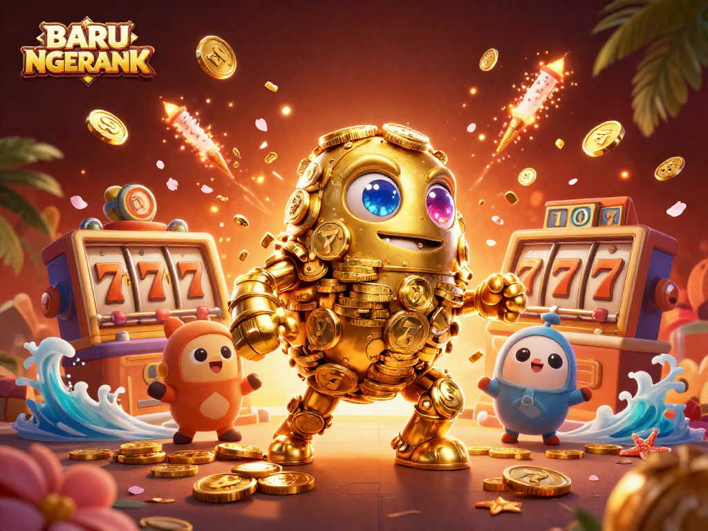 Experience the thrill of BARU NGERANK in an enchanting 3D illustration of slot action and fortune.