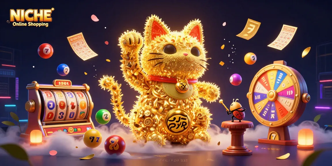 Experience thrilling gameplay with NICHE Online Shopping's vibrant 3D casino art featuring lively slot elements.