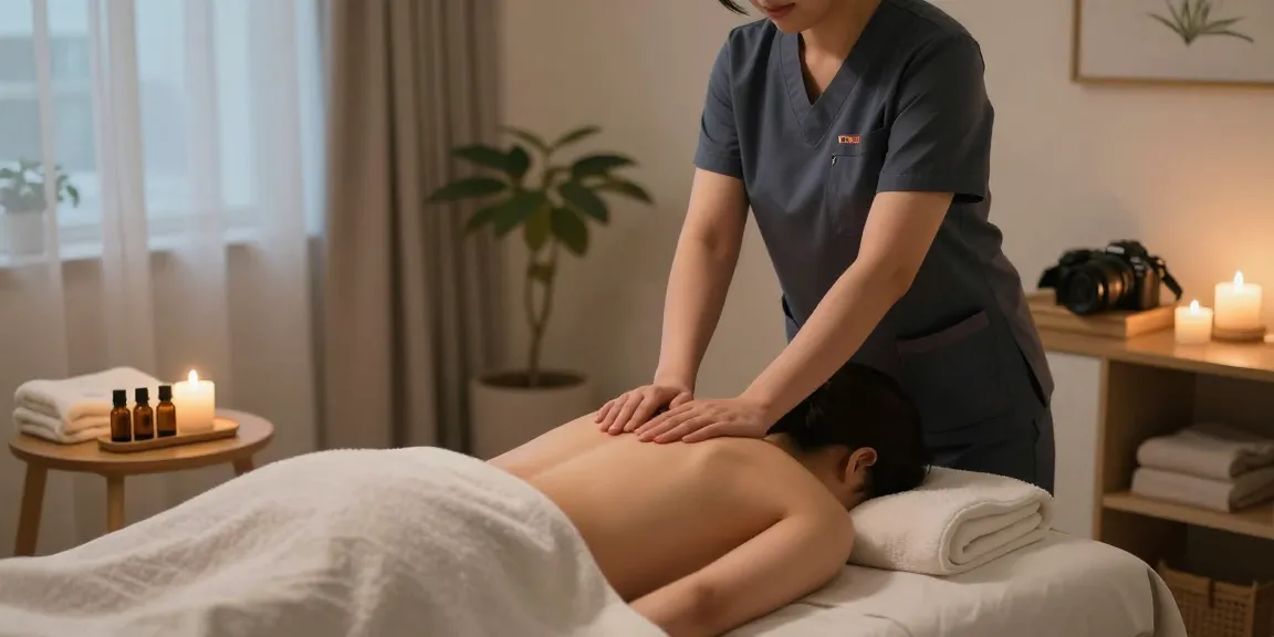 Relaxing 영등포출장안마 session with a professional therapist in a soothing home environment.
