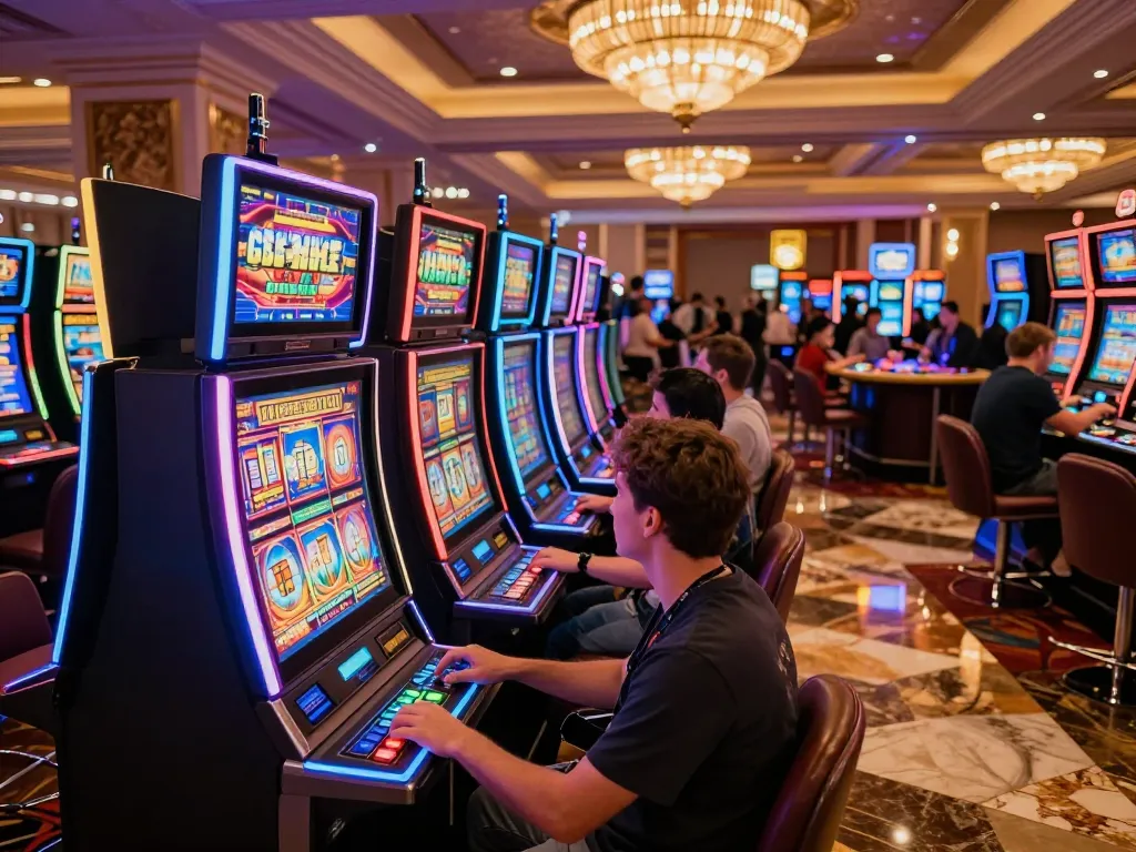 Players enjoying engaging slot bet 400 games in a lively casino atmosphere.