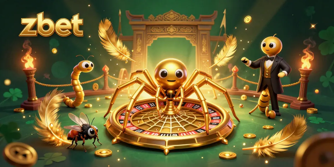 Experience thrilling gaming moments with zbet's vibrant 3D casino illustration featuring a roulette-inspired web.