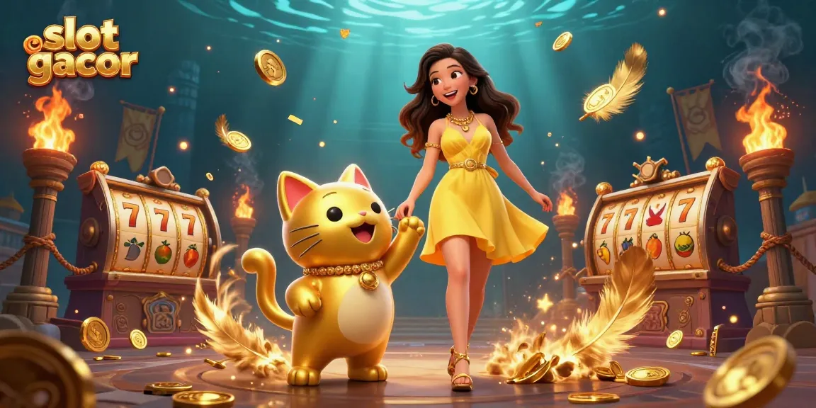 Rasakan sensasi permainan slot gacor yang menampilkan seorang wanita Asia yang menawan dan maskot kucing keberuntungan.