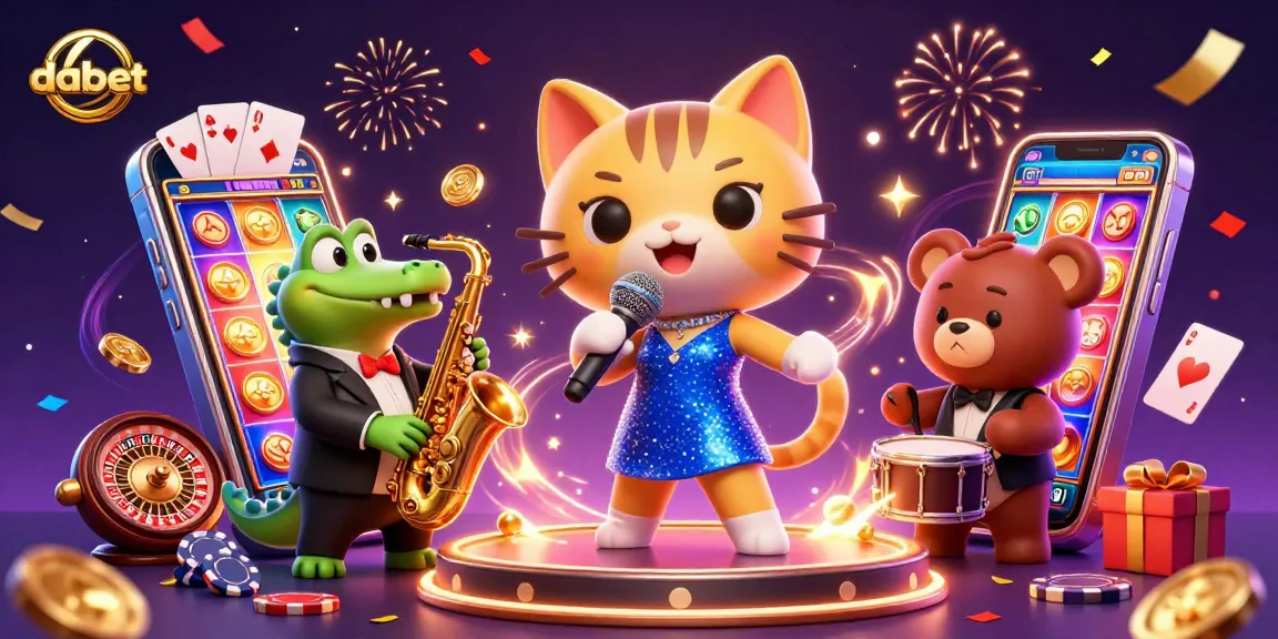 Experience thrilling fun with dabet’s vibrant 3D scene of animated casino characters and games.