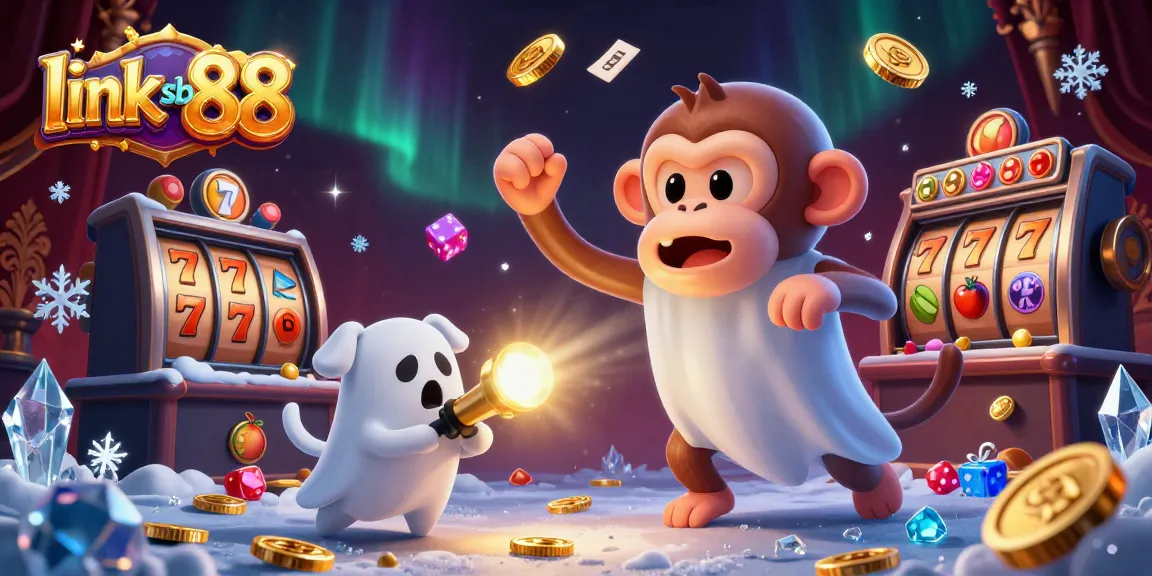 Play and win with link sb88 in a haunted casino featuring mischievous characters and vibrant gaming elements.
