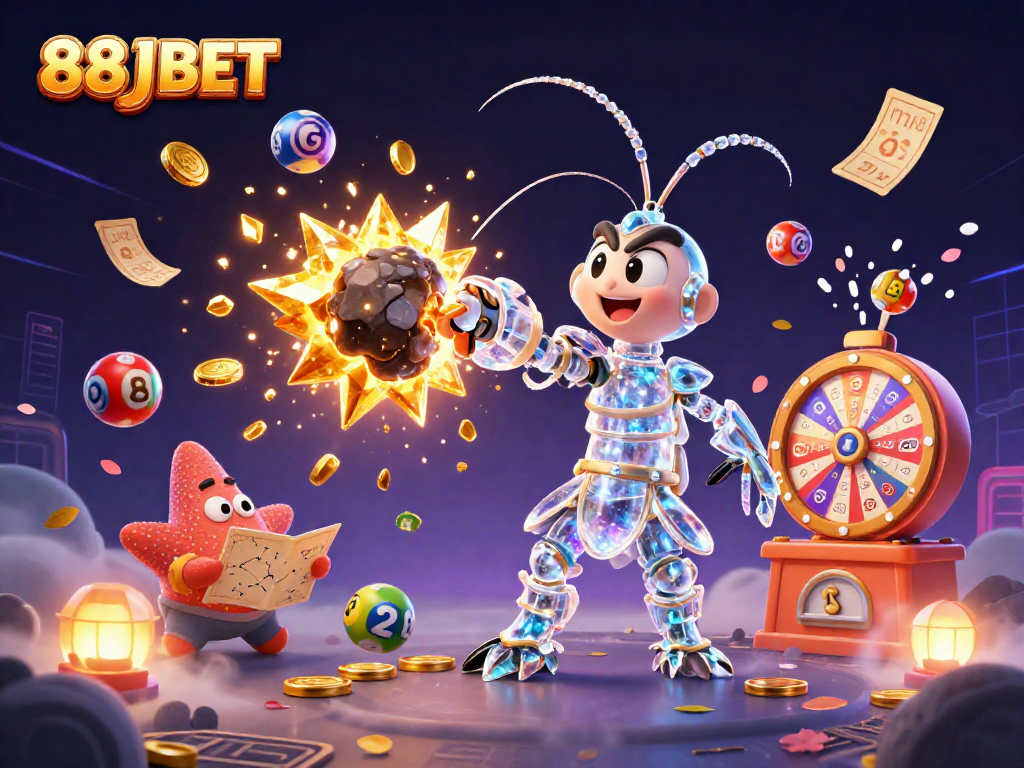 Experience the dynamic action of 88JBET with galactic themes, golden coins, and lottery excitement.