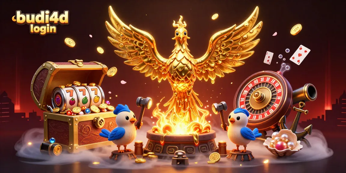 Experience thrilling gameplay with budi4d login, featuring a golden phoenix and rich casino elements.