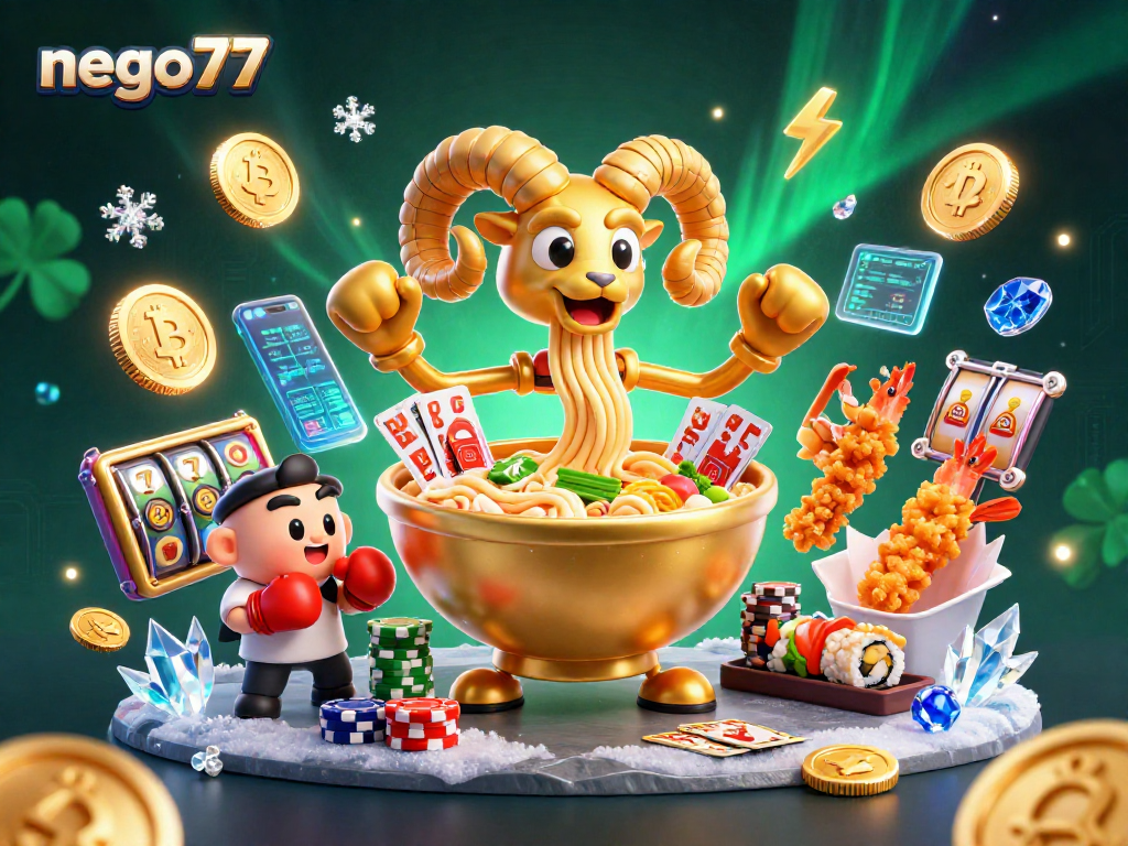 Engage in thrilling gameplay at nego77 with a vibrant 3D cartoon casino scene full of energy and excitement.