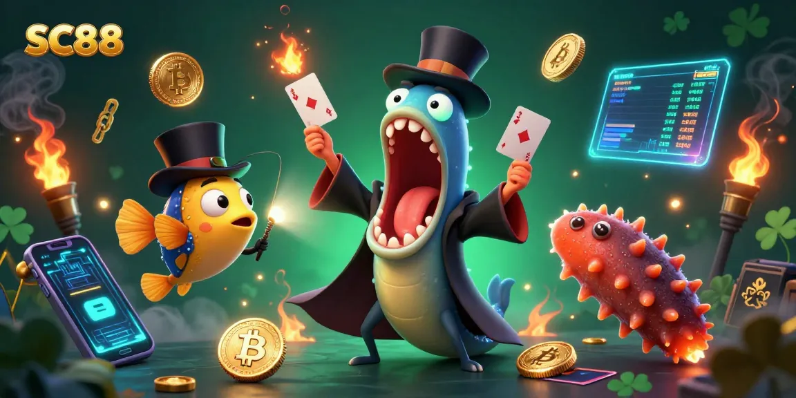 Engage with SC88's thrilling casino experience as the gulper eel performs stunning card tricks.