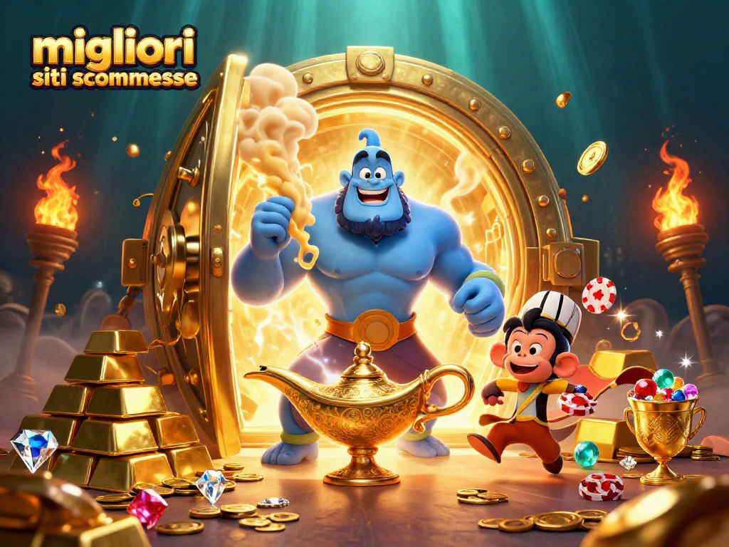 Gioca nei migliori siti scommesse con il genio blu e il tappeto magico nel tesoro scintillante.