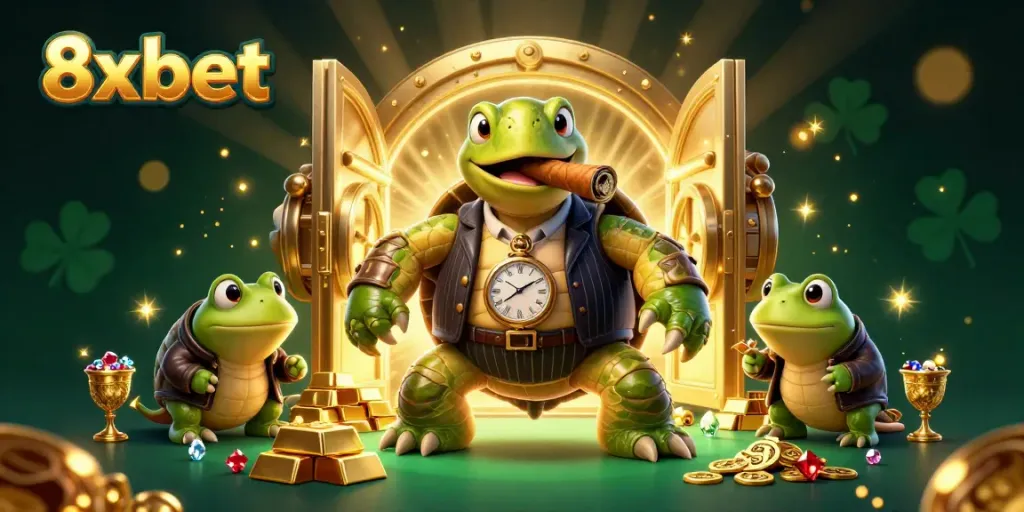 Experience thrilling wins with 8xbet's vibrant casino scene featuring unique cartoon characters.