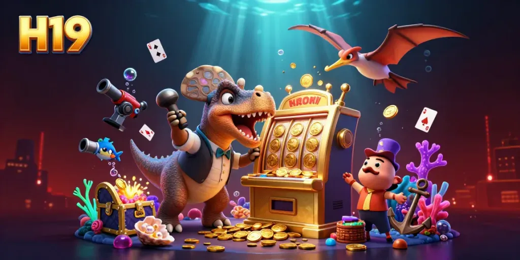 Experience H19 as the pachycephalosaurus wins jackpots, a dynamic casino scene with rich visuals.