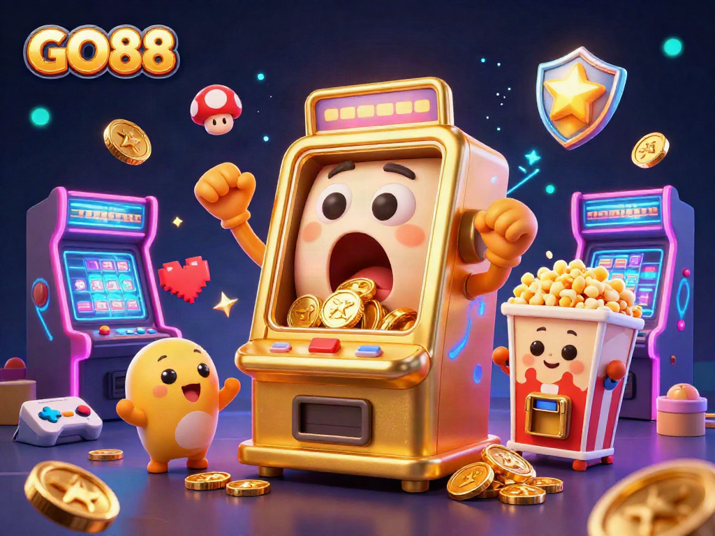 Spin to win with GO88 and enjoy vibrant, thrilling casino action in an animated scene!