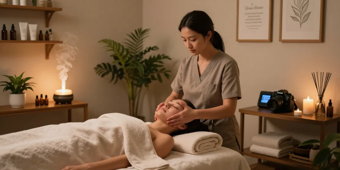 Relaxation during 성남출장안마 facial treatment in a cozy spa atmosphere.