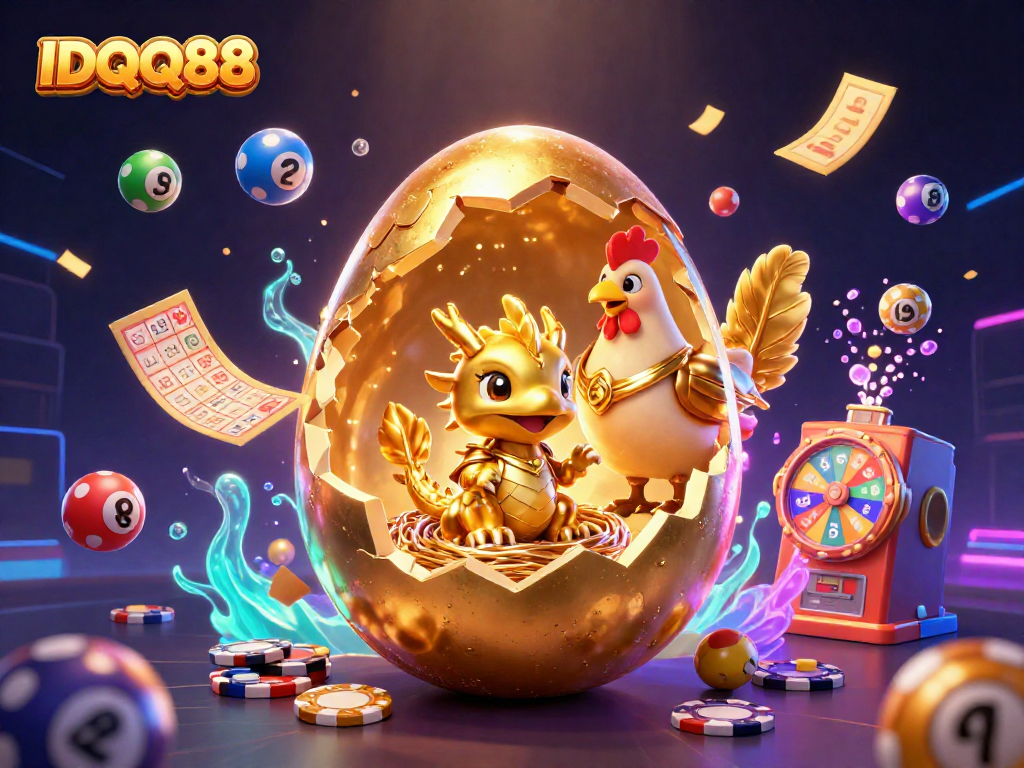 Engage with IDQQ88 as the golden dragon reveals fortune amidst vibrant casino elements.