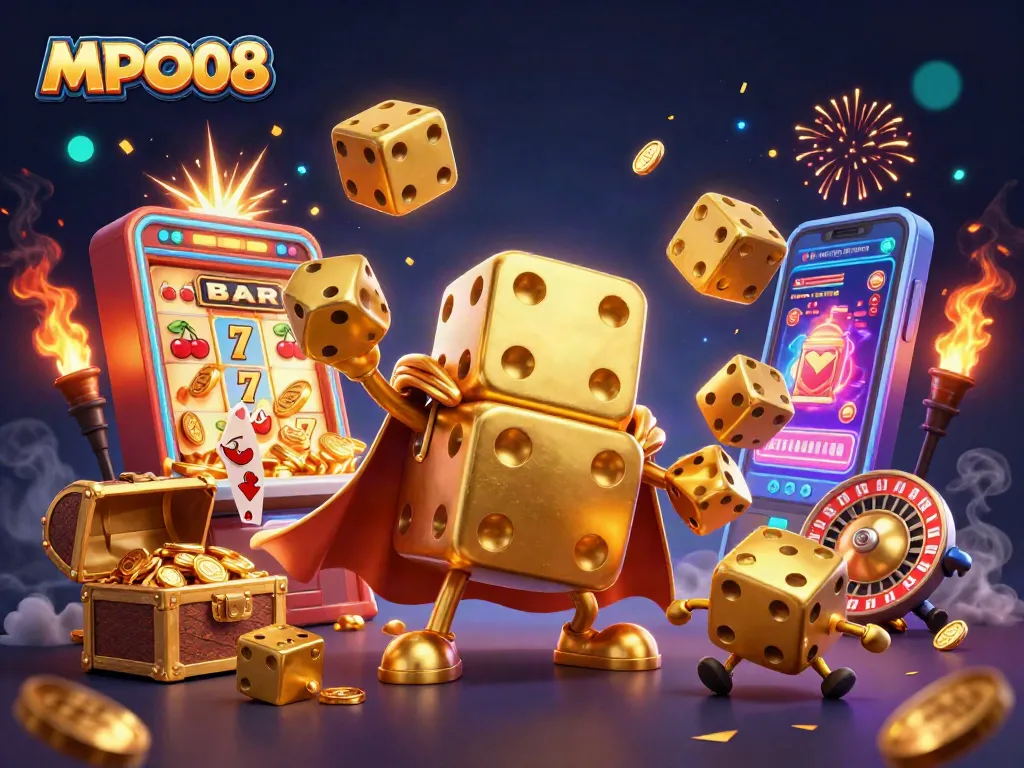 MPO08 offers exciting casino adventures with golden dice and slot machines bursting with rewards.