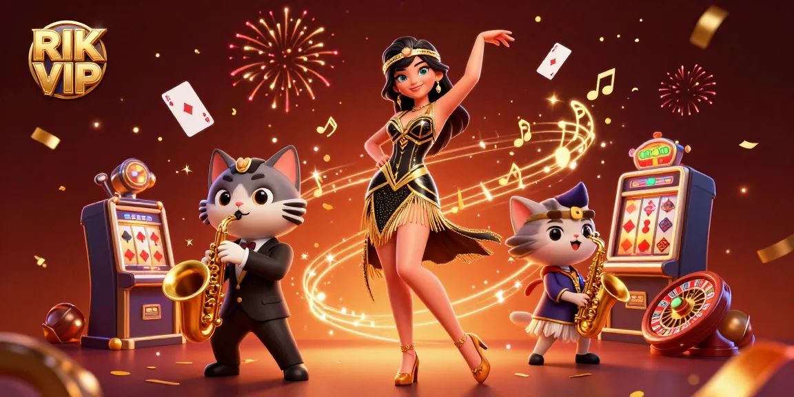 Engage in thrilling gameplay at RIK VIP with dynamic casino elements and lively characters.
