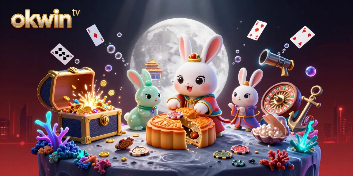 Engage with okwin tv for premium online gambling experiences featuring 3D moon rabbit and vibrant casino elements.
