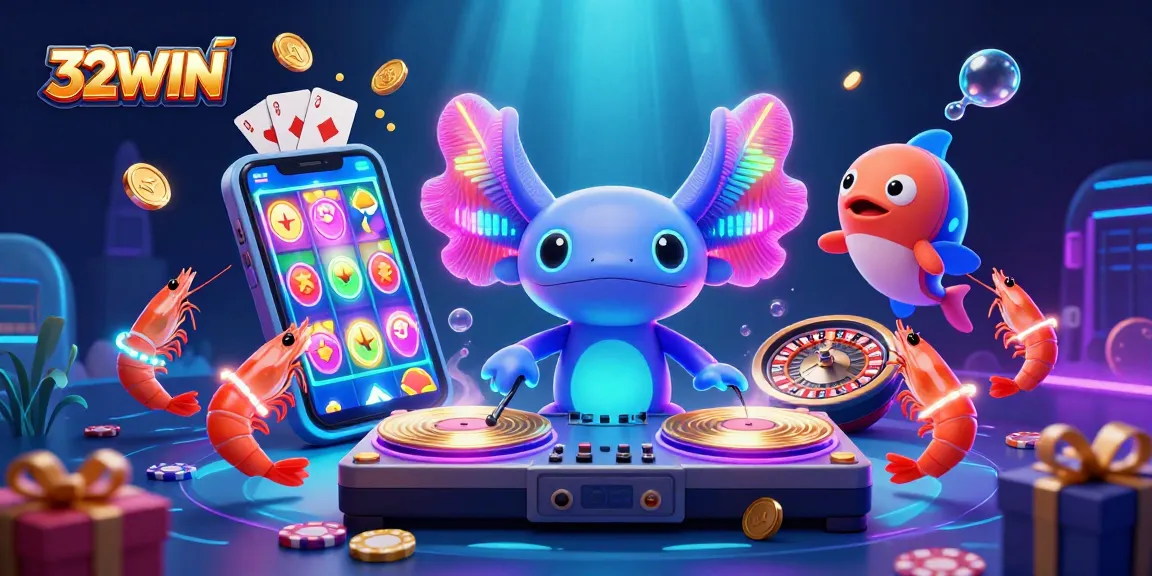 Engage with 32WIN for an exhilarating online gaming experience amidst vibrant casino scenes.