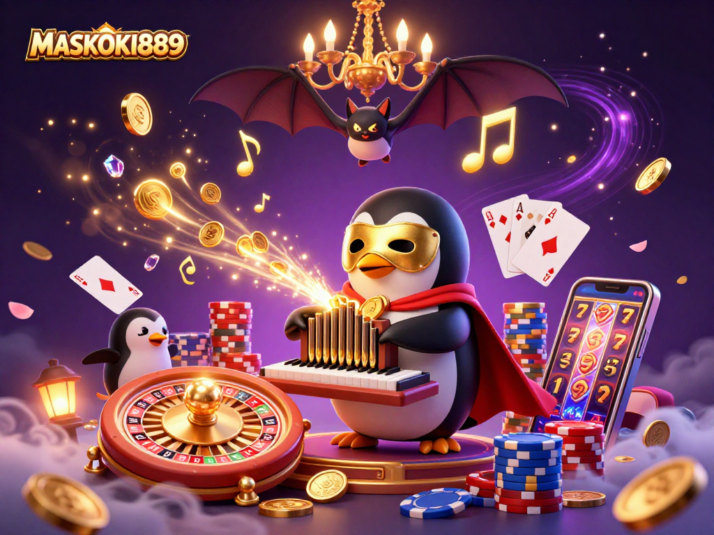 Experience thrill with MASKOKI889 as the phantom penguin enchants with live casino action.