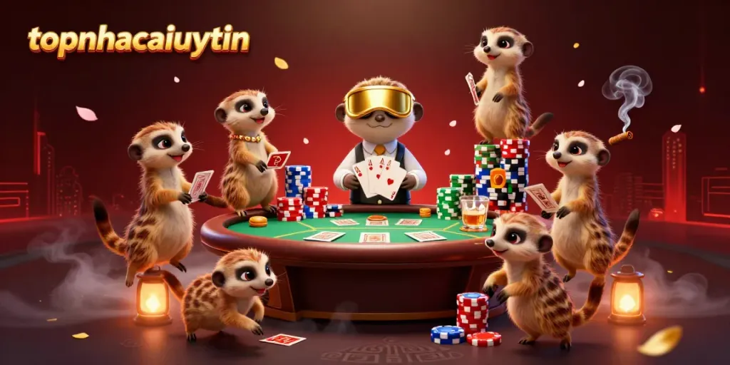 Engage in high-stakes poker with topnhacaiuytin's meerkat casino characters and exciting gameplay elements.