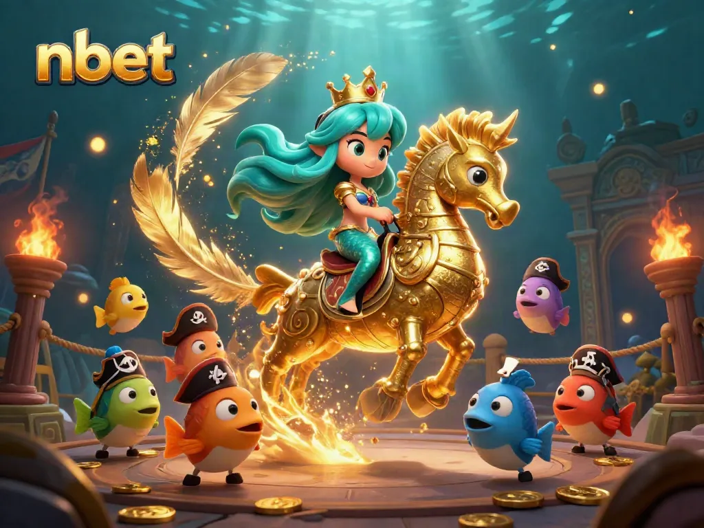 Experience the thrilling world of nbet with this vibrant underwater casino scene featuring a charismatic mermaid.