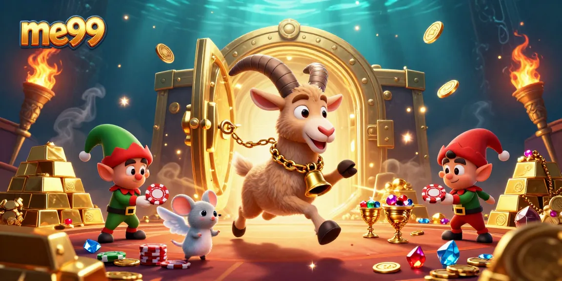 Experience vibrant me99 action as gremlins steal chips in a festive casino setting.