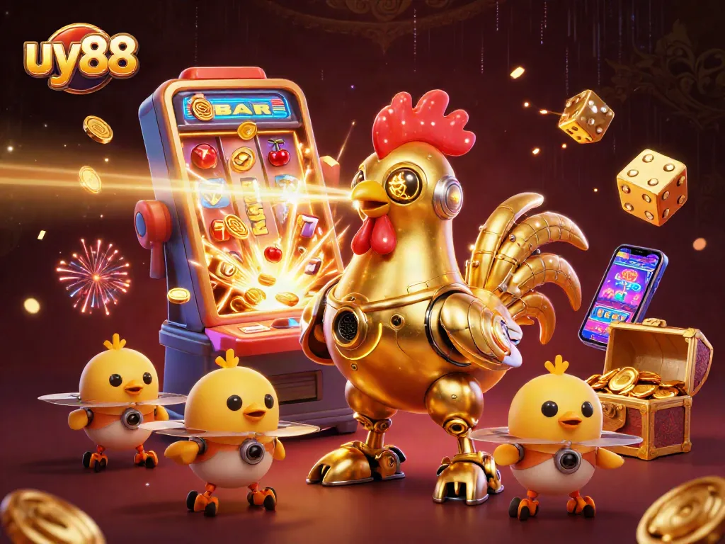 Experience the excitement of uy88 with a vibrant 3D casino scene featuring engaging characters.