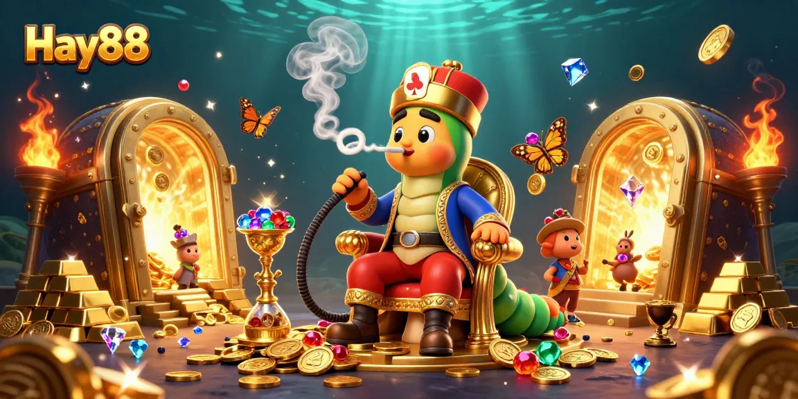 Engage with Hay88's gaming extravaganza featuring vibrant casino elements and characters in a 3D scene.