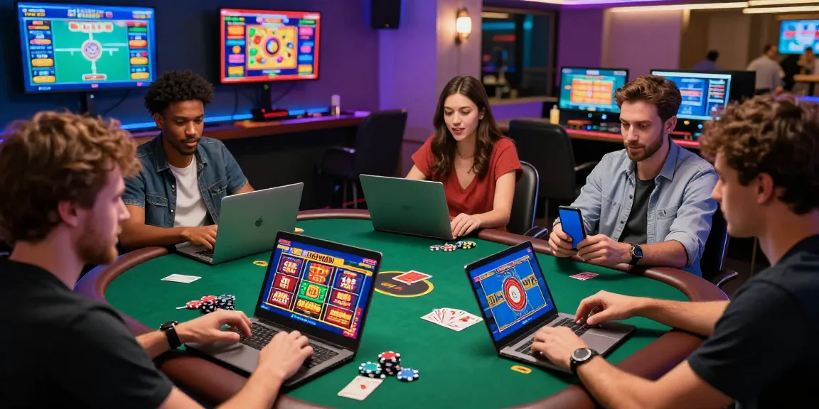 Dynamic online gambling experience at XX88 with enthusiastic players engaged across devices in a modern gaming lounge.