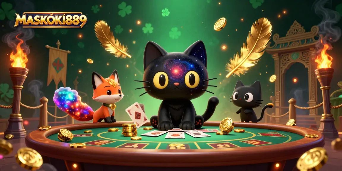 Experience thrilling gameplay with MASKOKI889's vibrant 3D casino scene filled with dynamic characters and captivating energy.