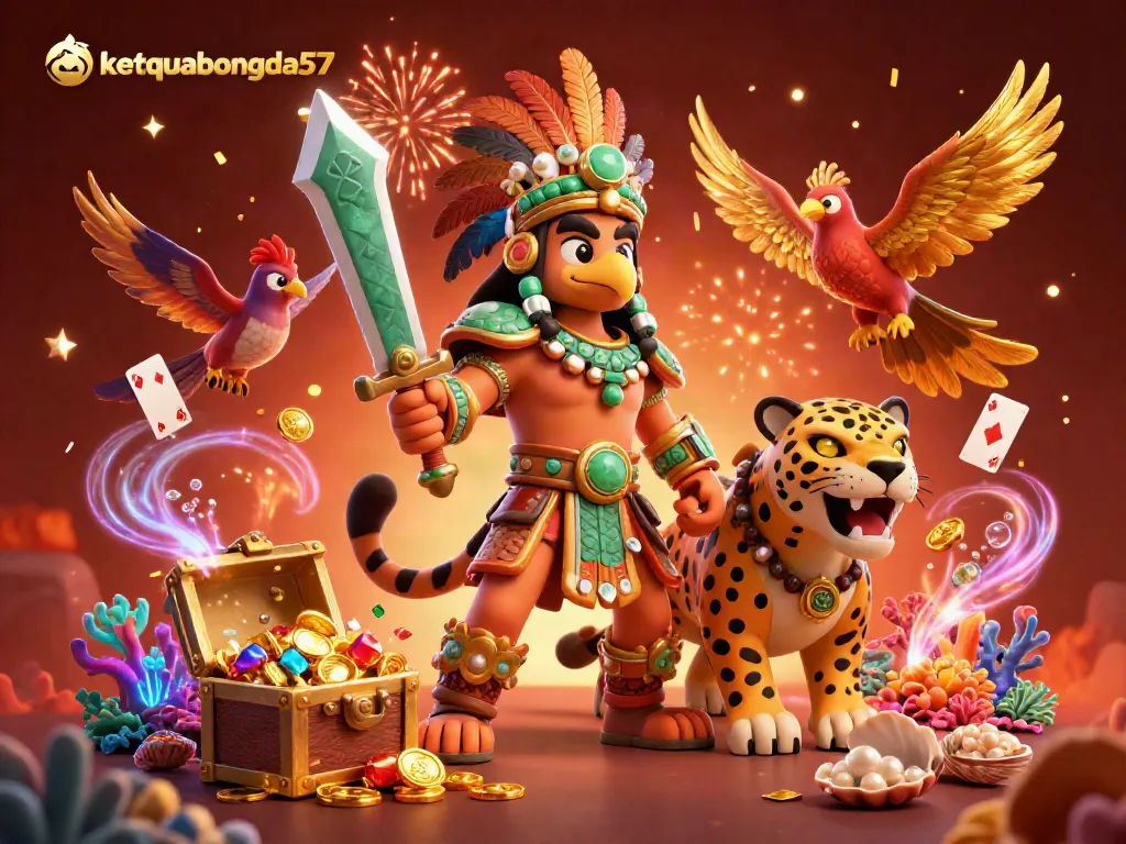 Experience the thrill of betting with ketquabongda57 in this vibrant Aztec-themed gaming scene.