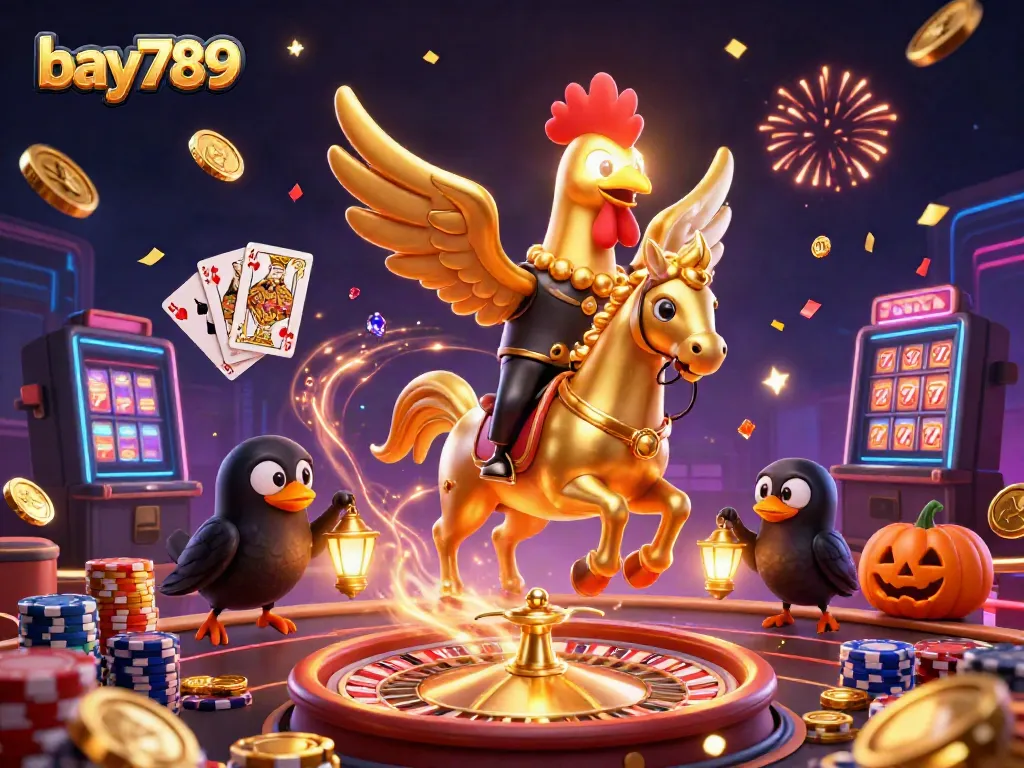 Experience the thrilling games of bay789 with a dynamic casino scene featuring vibrant visuals and action.