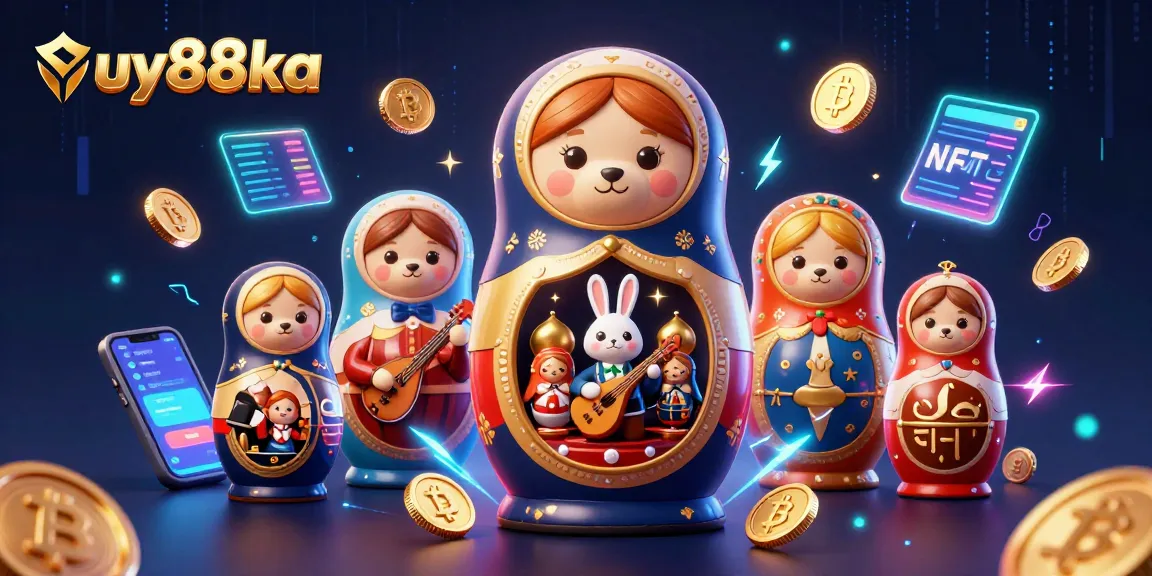 Engage with uy88ka's vibrant casino scene featuring dynamic characters and glowing cryptocurrency elements.