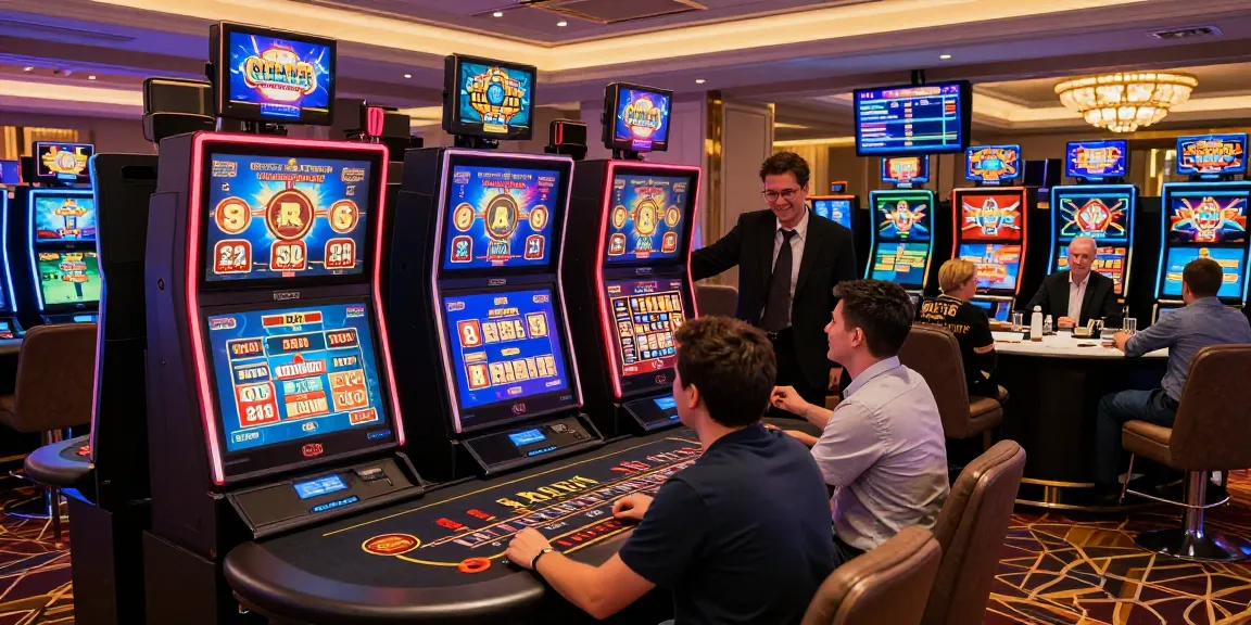 Players enjoying dynamic online gaming at ASIALIVE88 casino with engaging digital terminals and vibrant atmosphere.