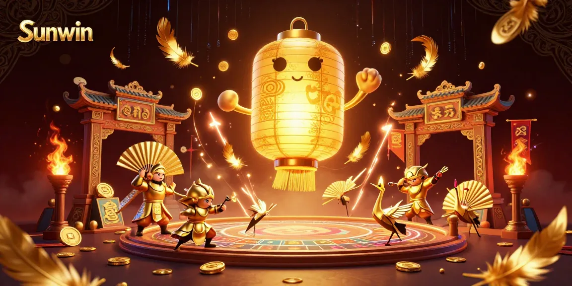 Experience the excitement of Sunwin's vibrant night market casino with dynamic golden animations.