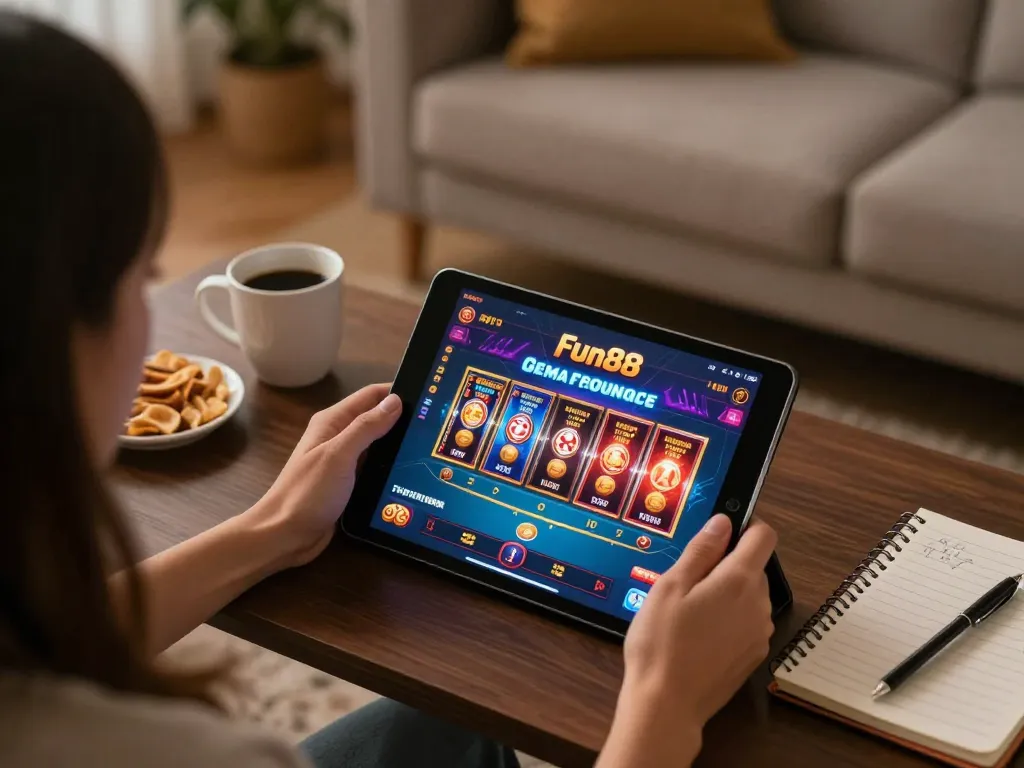 Play poker and slots at Fun88 from your home gaming setup, showcasing a strategic lifestyle.