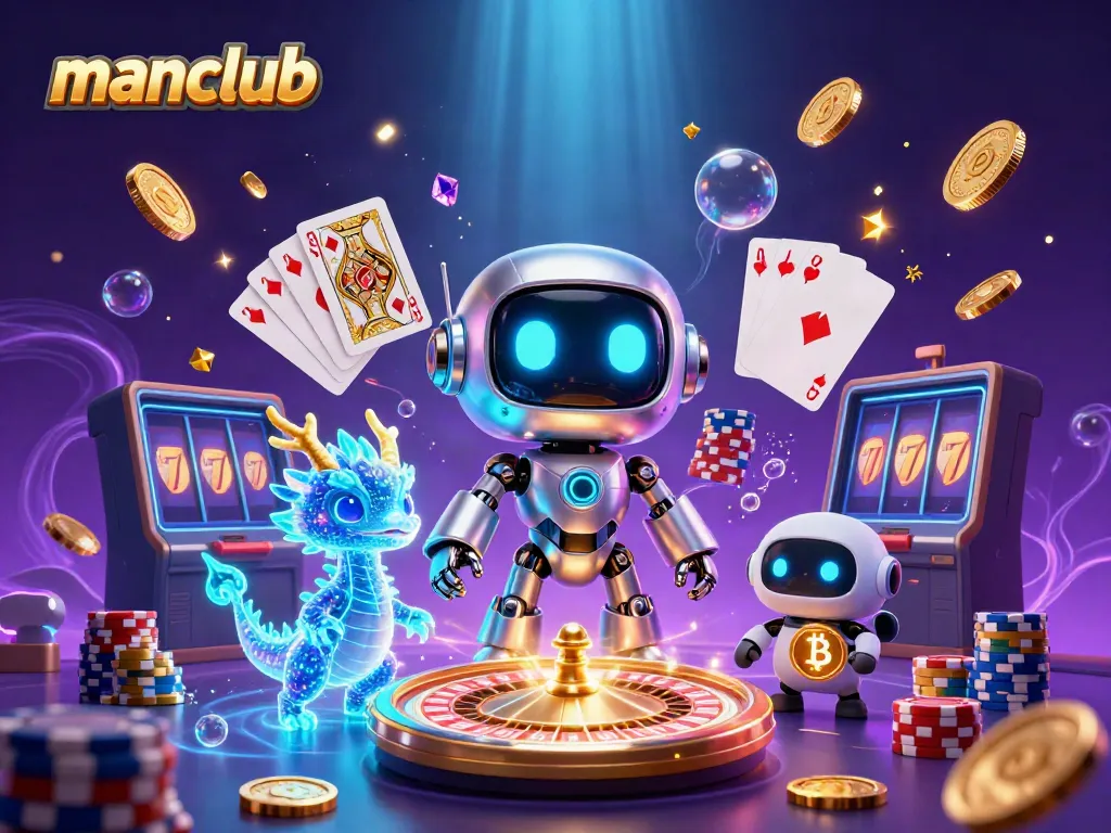 Experience gaming success at manclub with dynamic characters and colorful casino elements.
