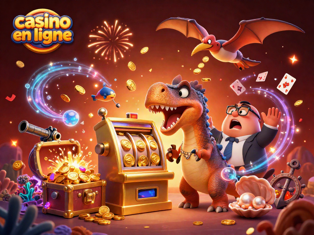 Gagnez avec le casino en ligne grâce à une illustration dynamique de machines à sous.