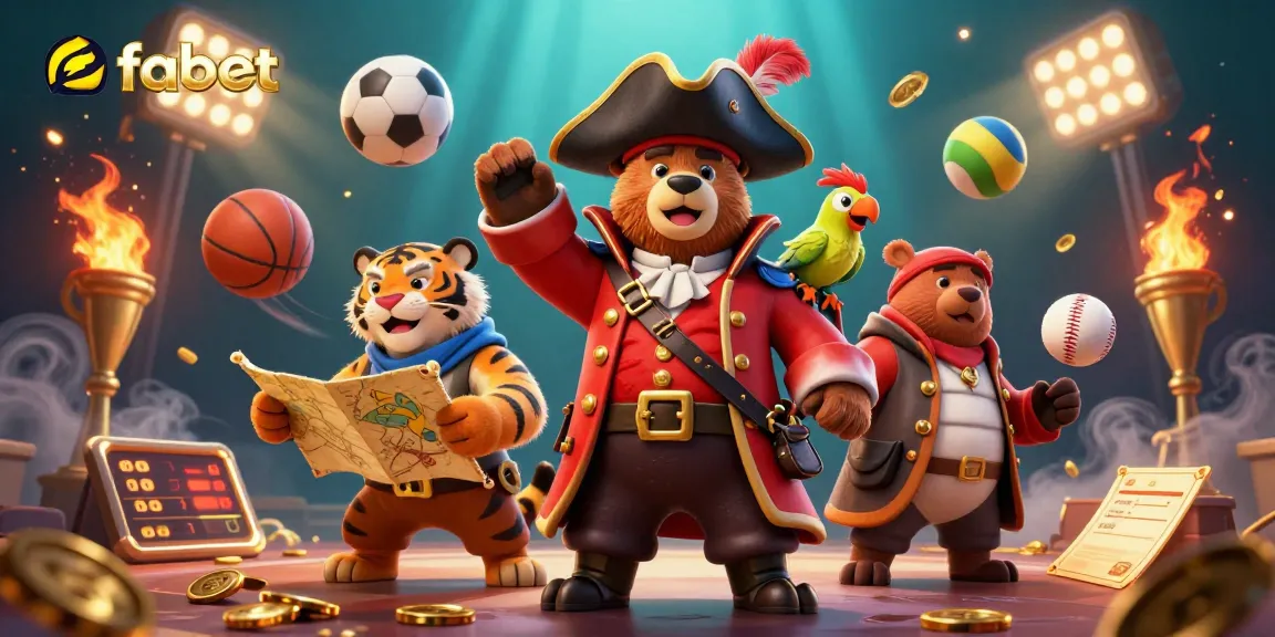 Engage with fabet's thrilling casino experience, featuring a pirate bear, fierce tiger, and dynamic sports action!