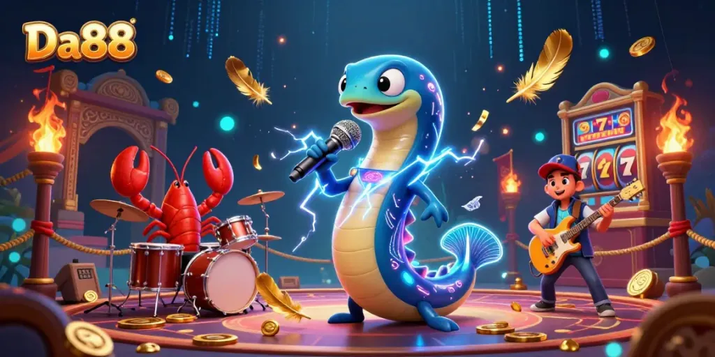 Experience the electric atmosphere of Da88, featuring vibrant characters in an underwater casino.