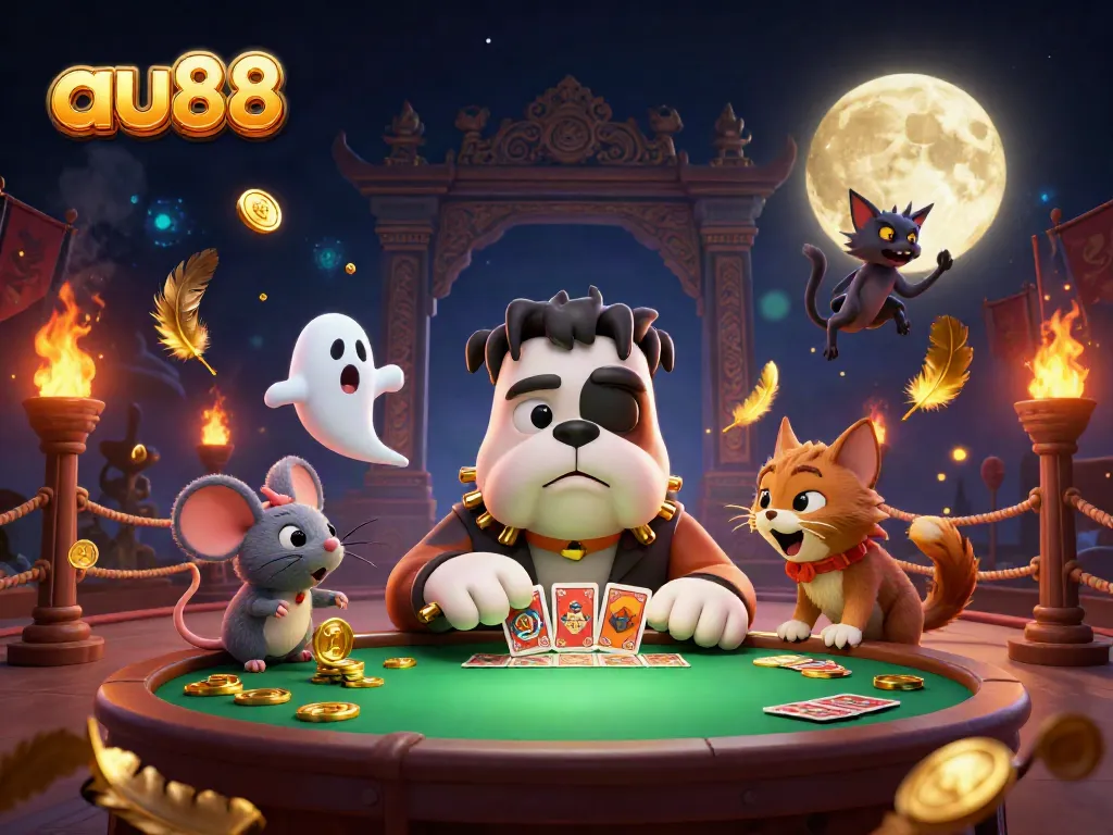 Engage with au88's electrifying casino experience featuring a unique 3D cartoon scene with enchanting characters.