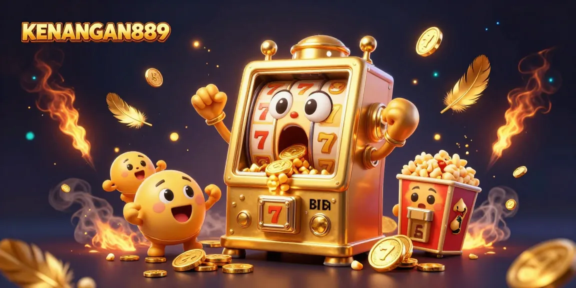 Spin to win with KENANGAN889 as the golden slot machine celebrates a jackpot!