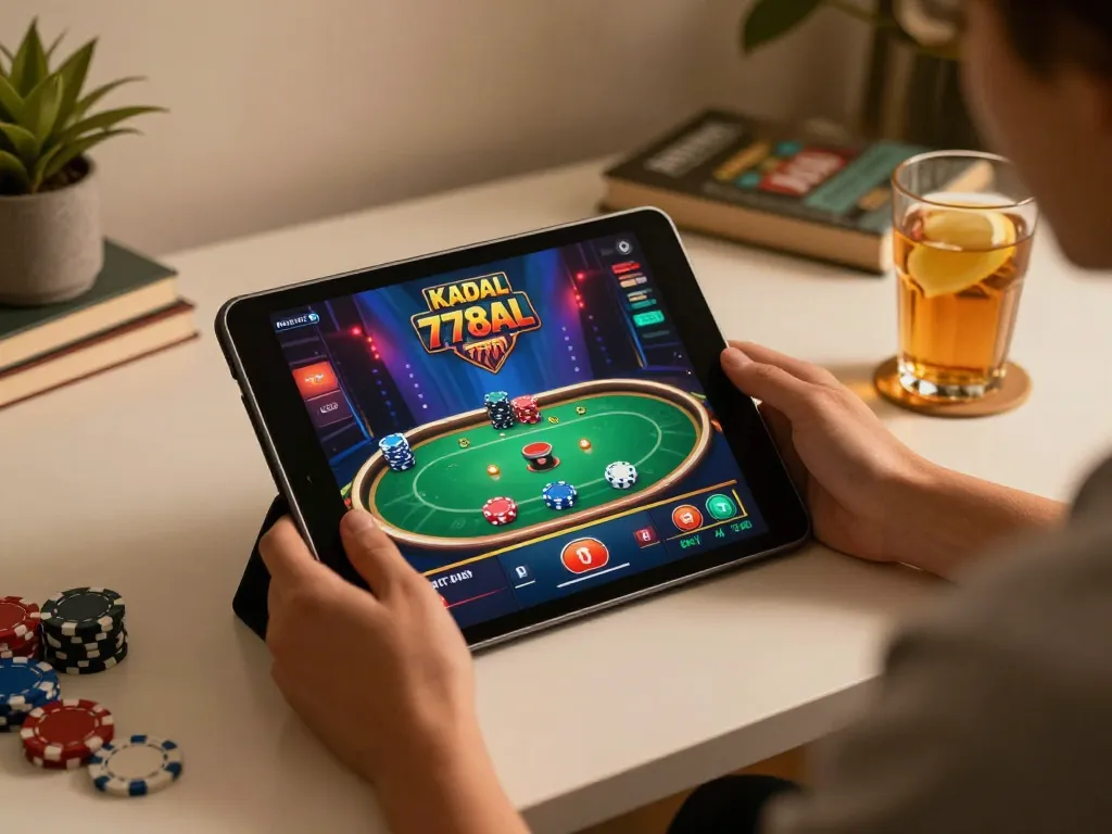 KADAL 778 online casino gaming setup with exciting game display and a cozy atmosphere.