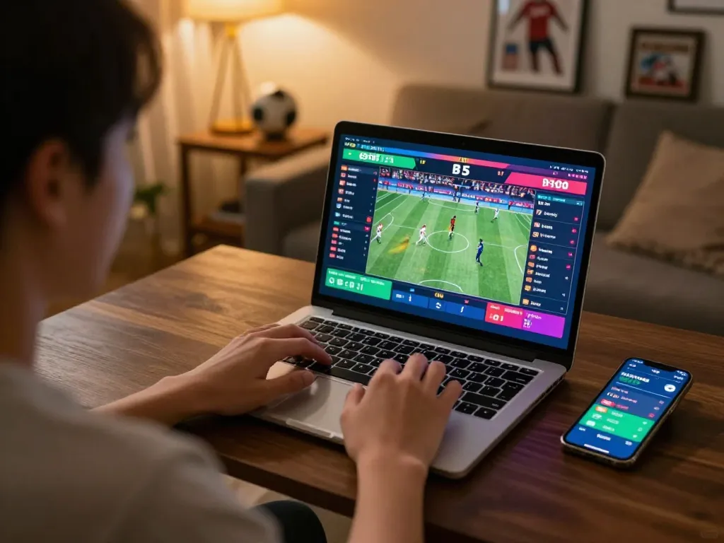 Esperienza di scommesse sportive coinvolgente che mostra bookmaker non AAMS su laptop con quote live