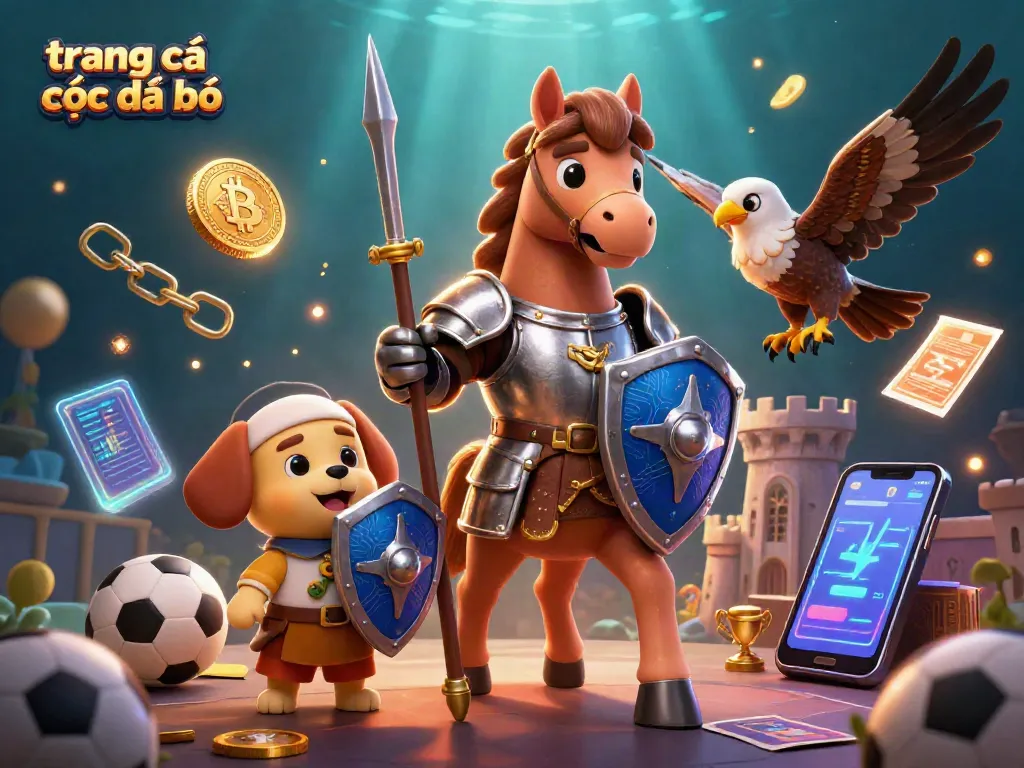 Trang cá cược đá bóng với hình ảnh một hiệp sĩ và chú chó squire, thể hiện sự hấp dẫn của cá cược thể thao