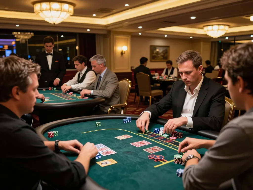 Engaged gamers at a live casino table experience the excitement of tr88 with strategic betting.