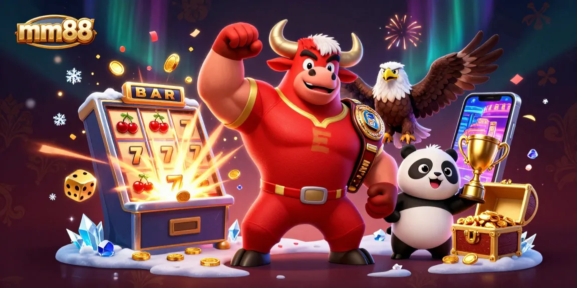 Win big at mm88 with vibrant casino characters and exciting gaming elements packed in a thrilling scene.