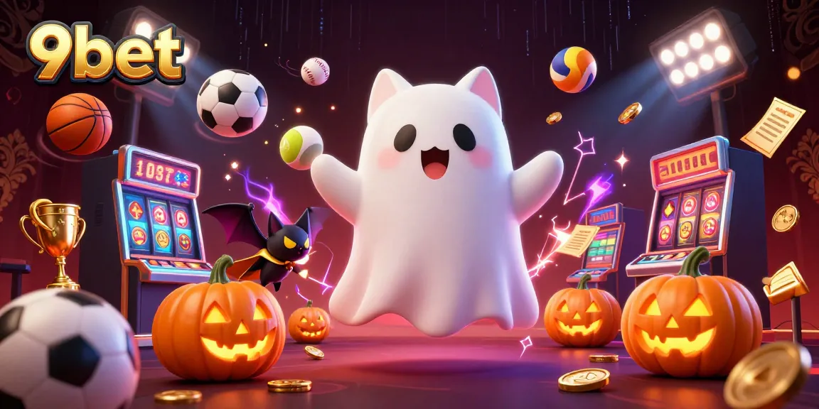 Experience thrilling moments with 9bet’s ghost cat and sports elements in this lively casino scene.