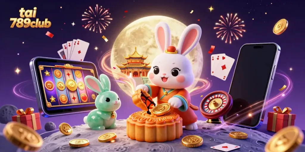 Experience the excitement of tai 789club as magical poker chips and vibrant games come to life in a festive atmosphere.