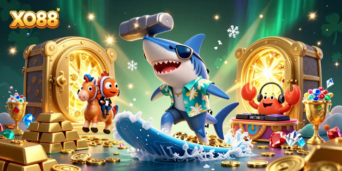 Surge into winning opportunities with XO88, capturing thrills in a vibrant casino-themed illustration.